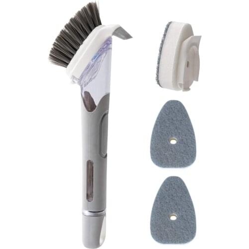 Kitchen Cleaning Brush 2 In 1 Long Handle Cleaing Brush with Removable Brush Sponge Dispenser Dishwashing Brush Kitchen Tools