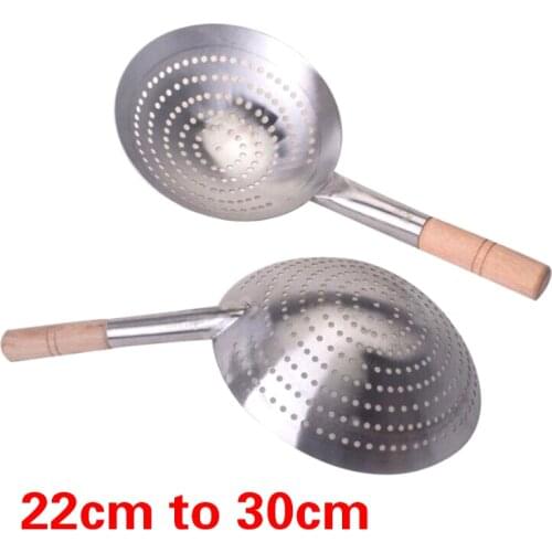 Wooden handle colander spoon cooker fried kitchen Large Big Mesh Strainer Cookware Oil Strainer Flour Sifter Colander wok