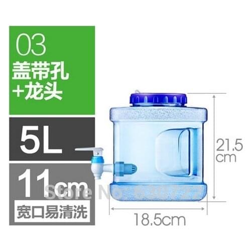 5L Square bottle Mineral water bucket Pure buckets Detachable Drinking machine barrels Cover with holes+water-tap 18.5x21.5cm