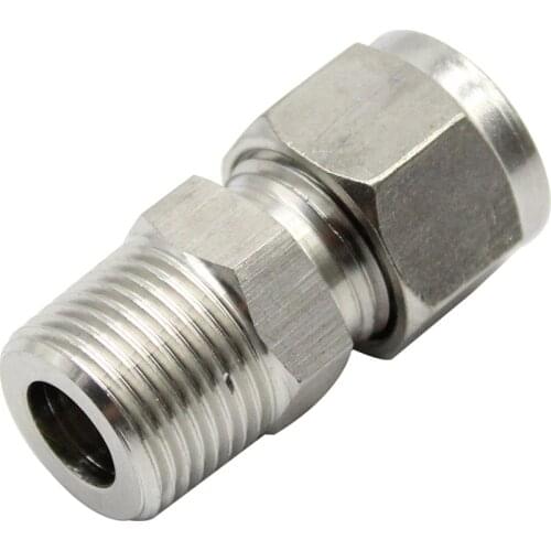 M10 M14 M16 M20 Metric Male Thread To 6mm 8mm 10mm 304 Stainless Steel Double Ferrule Pipe Fitting Union Tube Connector