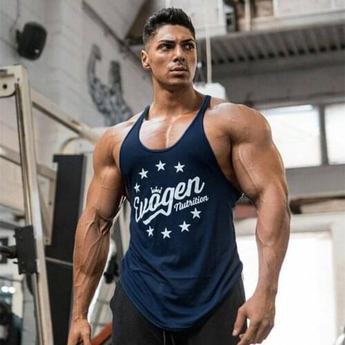 Gym Fitness Tank tops Men Bodybuilding Sleeveless Shirt Male Stringer Singlet Summer Casual Print Vest Black Workout Clothing