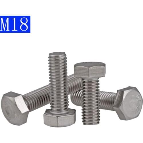 M18 - 2.5 (18mm) 304 Stainless Steel Metric Full Thread Hexagon Head Bolts Screws A2 - 70 DIN 933