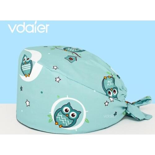 Fashion Designer Prints Pattern Surgical Hats With Band,Long Hair Surgical Operating Cotton Caps,Washable Scrub Tie Cap