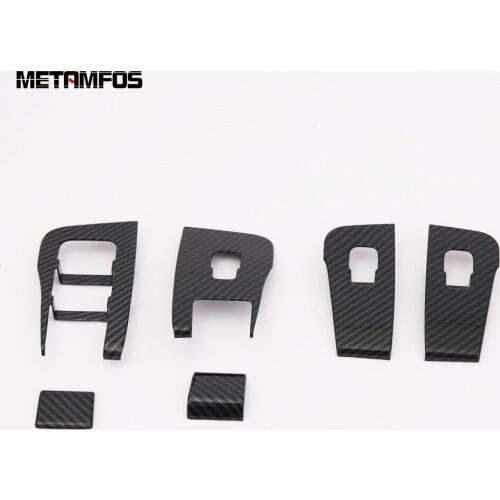 For Tesla Model Y 2020 2021 2022 Carbon Fiber Interior Door Armrest Window Lift Switch Cover Trim Sticker Accessories Styling