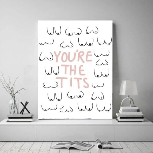 Bathroom Wall Decor Canvas Painting Nude Line Butt Canvas Art Poster Get Naked Shower Quote Canvas Picture Fashion Art Prints