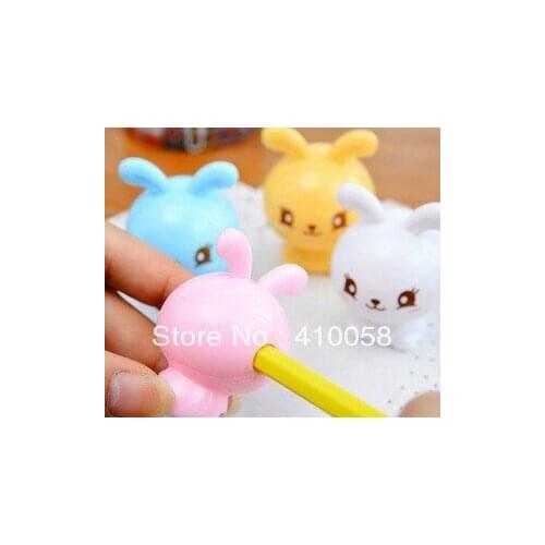 2013 fashion design new school stationery kids rabbit pencil sharpener ,MOQ one piece per parcel, with cute eraser for gifts