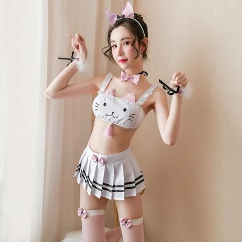 Yhotmeng pajamas for Womens Sexy sleepwear Sling Home nightie Set sloth Bow tie pleated cute cat tube top split suit sloth