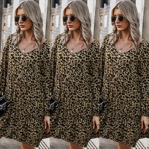 Leopard Print Slim Dress Sexy Mini Long Sleeve Casual Dresses Female Vestido Fashion New Winter Dress Spring Women Clothing 2021