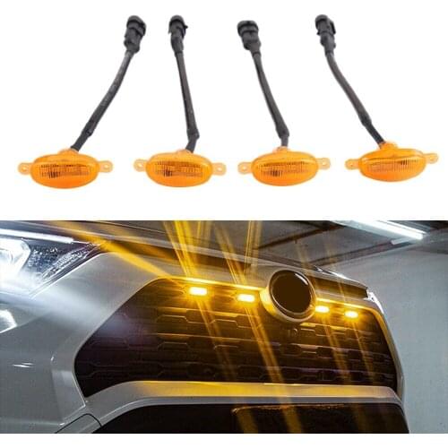 [ Plug & PLAY ] Car LED Front Grille Smoked Amber Light Daytime Running Lights Lamp for Universal Pickup SUV Truck Sedan