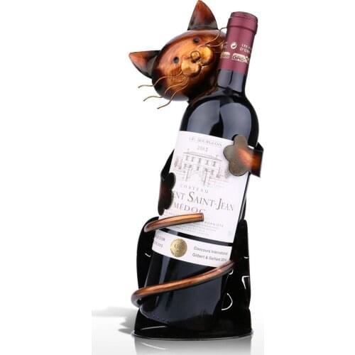 Cat Wine Rack Wine Holder Shelf Metal Practical Sculpture Wine Stand Home Decoration Interior Crafts Christmas Gift Bar Supplies