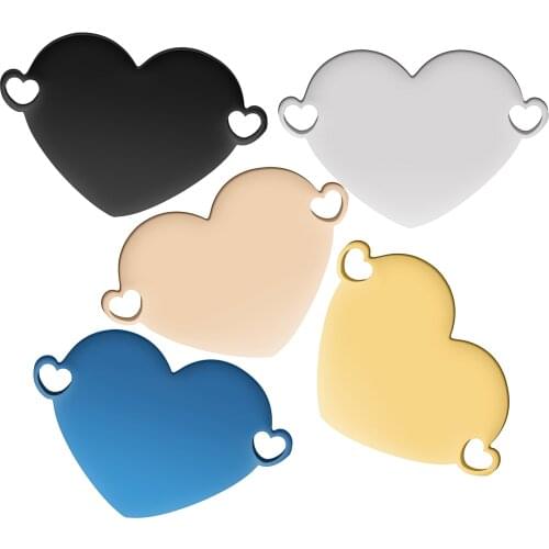 20pcs/lot 304 Stainless Steel Accessory Jewelry 1.5mm Heart-Shaped Heart Pendant Multicolor for Engraved Making