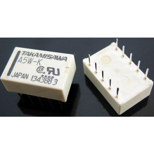 A5W-K 5VDC 0.5A 125VAC DIP10 Fujitsu RELAY 2 From C DPDT TAKAMISAWA, New and original