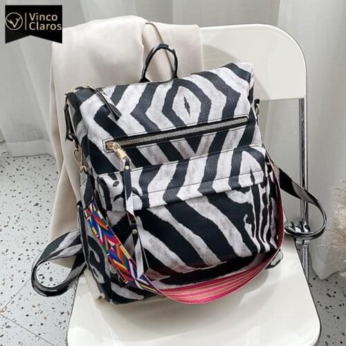 Zebra Cow Animal Prints Backpack Leather Large Backpacks Travel Designer Back Pack Women Fashion Bagpack Mochilas Para Mujer New