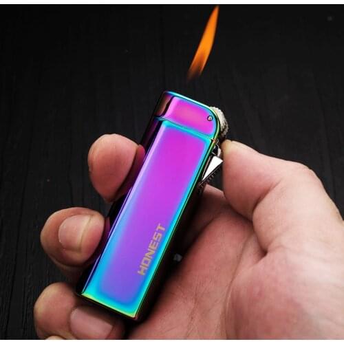 Removable ventilation box gas metal good looking flint lighter retro personality grinding wheel lighter gift cigarette set