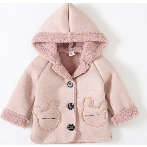Baby Girl Wool Jackets 2019 Winter New Toddler Infant 1-4 Years Baby Hooded Casual Jacket Toddler Girl Lambswool Coat Outwear