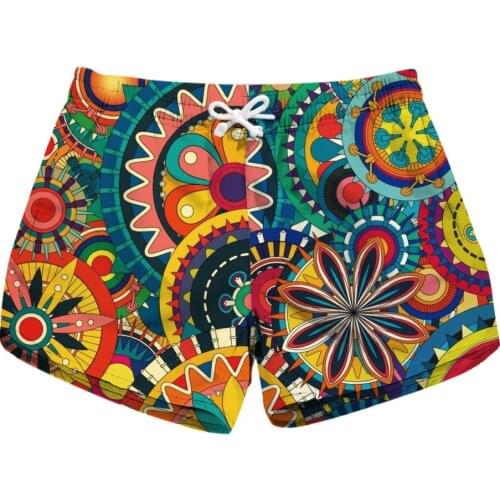 S To XL Vintage European Style Women Running Shorts 3 Patterns Grey Red Geometric 3D Print Girls Summer Trousers