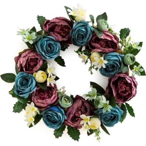 Wreath Simulation Silk Cloth Garland Plastic For Wedding Party Mothers Day Wall Decoration Artificial Flowers Wreaths
