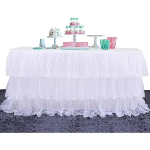 Wedding table skirt for decor stage white tulle skirts wedding skirting party table skirt baby birthday decko event tables skirt
