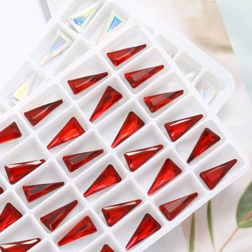 9 Colors Triangle Strass Crystals Colorful Pointback Sew On Rhinestones For Clothes Bags K9 Glasses Glue Stone