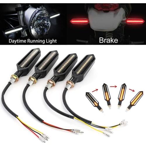 24LED Motorcycle Turn Signals Tail Light LED Flowing Water Flashing Blinker Brake/Running Light DRL Flasher Tail Lamp