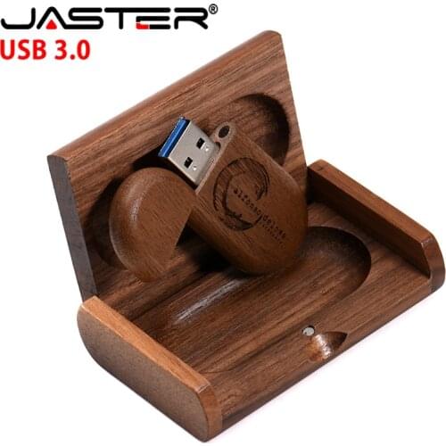 JASTER USB 3.0 LOGO customized wooden+ Box Personal LOGO pen drive 8GB 16GB 32GB 64GB usb Flash Drive pendrive Memory stick