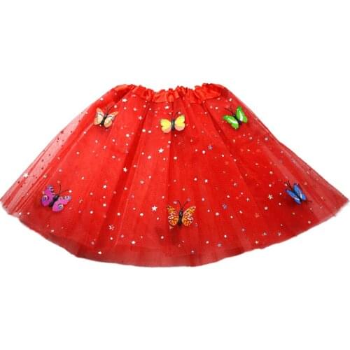 2-7 Year Child Girl Star Butterfly Tutu Skirts Kids Dance 3 Layer Tulle Tutu Ball Gown Pettiskirt Birthday Gift Party Clothes