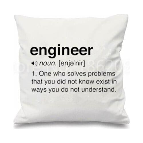 Funny Engineer Definition Throw Pillow Case Novelty Engineer Dictionary Cushion Cover Joke Geek Computer IT Chair Decor Gifts