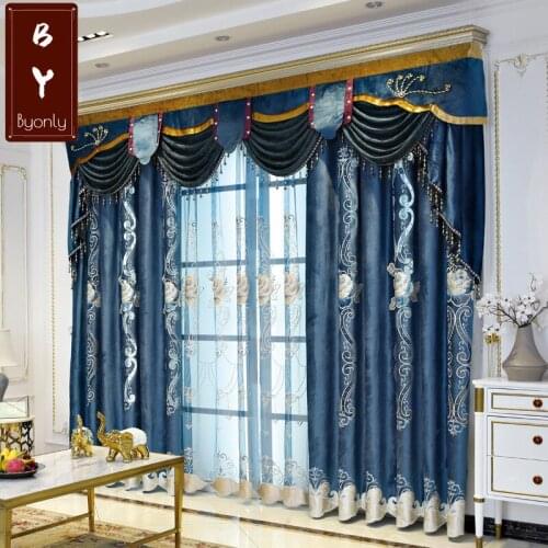 High-end European Chenille Embroidery Shading Curtains for Living Dining Room Bedroom