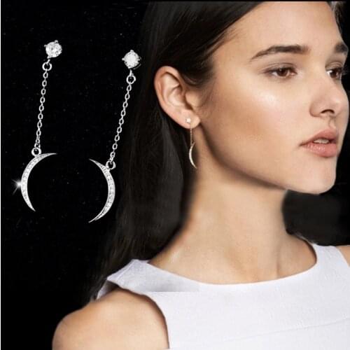 REETI Hot Sale Long Moon 925 Sterling Silver Earrings For Women Fashion Jewelry sterling-silver-jewelry pendientes