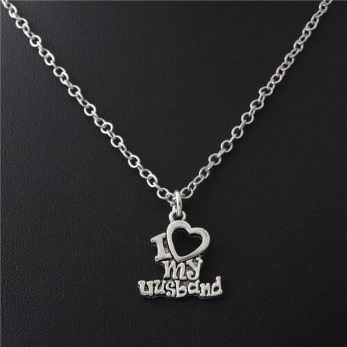 1pc Valentines Gift Pendant Letters Alphabet I Love My Husband Necklaces Wife Lover Couple Family Party Gift