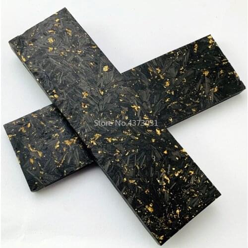 2Pcs CF Carbon Fiber Black Marble with resin For DIY knife handle material Gold foil powder Compression patch plate 135X40X4mm