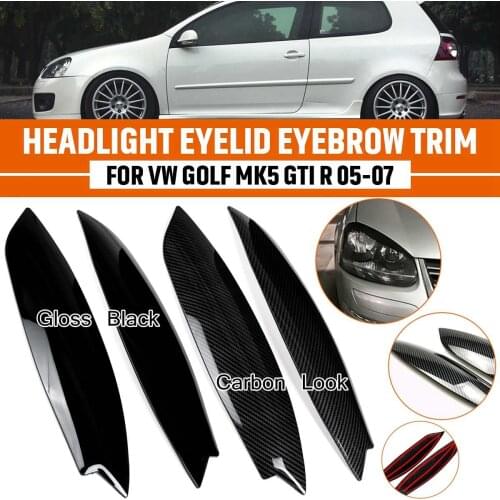 2Pcs/lot Black Headlights Eyebrow Eyelids Chrome Trim Cover For VW For Volkswagen GOLF MK5 GTI R 2005 2006 2007 Car Styling