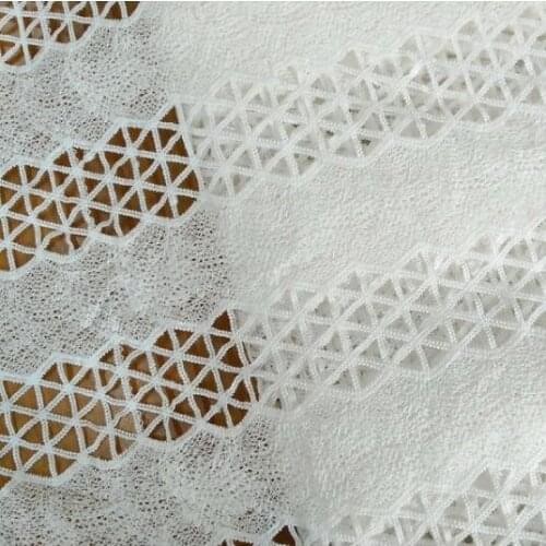 2Yards White Milk Silk Wavy Hollow Lace African Nigerian Net Lace Fabric High Quality French Mesh Lace Fabric For Wedding Sewing