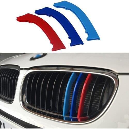3D M Car Front Grill Strip Sport Grille Trim Cap Cover Performance Stickers For 2005-2012 BMW 3 series E90 E91