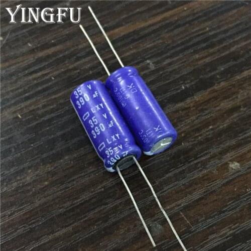 5pcs/50pcs 390uF 35V390UF NIPPON NCC LXY Series 10x25mm Low Impedance Long Life 35V390uF Aluminum Electrolytic Capacitor