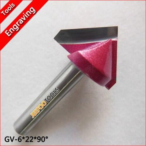 6*22*90degree V Groove Bits 3D Engraving Cutter Carving Bits, CNC Endmill Router Wood Cutting Tools