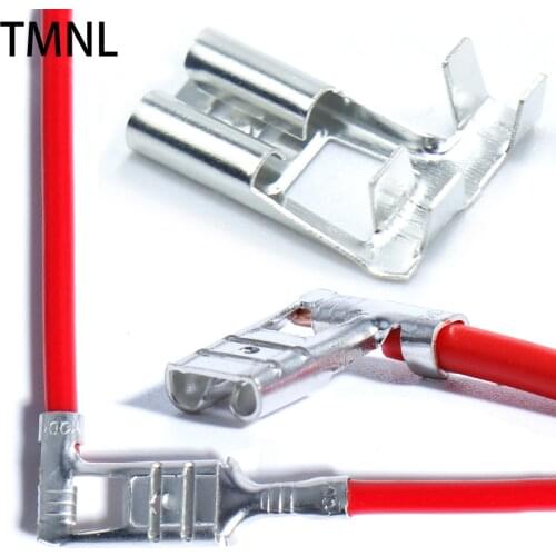 6.3m Crimp Spring Right Angle Terminal plug elbow Silver Flag L Shape wire wound spring Spade Quick Disconnects Gauge Electrical