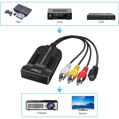 AV-S-Video to HDMI Adapter S-Video IN AV CVBS IN Video Converter HDMI Output 720p/1080p