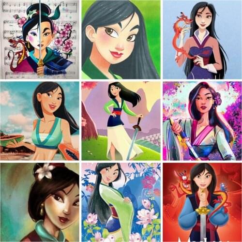 Disney Princess Mulan 5D DIY Diamond Painting Cartoon Girl Chinese Round Drill Diamond Mosaic Embroidery Cross Stitch Room Wall