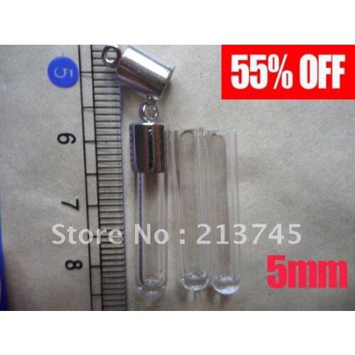 Freeshipping!! 5mm Dirctly Tube Round Bottom Vial Pendant (cap need glue)