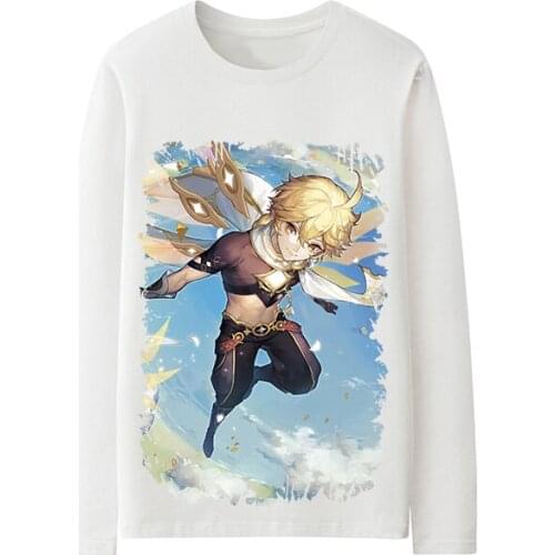 Genshin Impact Cosplay T Shirt Amber Kaeya Men/Women Spring Autumn Long Sleeve T-shirt Casual tshirt Top Tee Halloween Costume