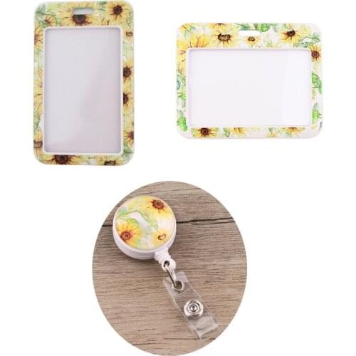 MD828 DMLSKY Top Quality Sunflower Retractable Doctor Nurse Badge Reel Fashion Cartoon Cute Student Card Badge Holder