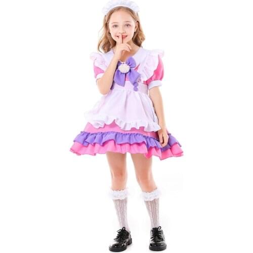 Girls Mom Sweet Cute Princess Lolita Dress Parent-Child Suit Kids Maid Cosplay Costumes Holiday Party Leisure Fancy Dresses