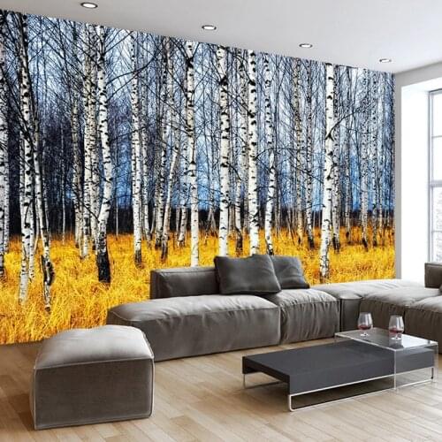 Custom 3D Photo Wallpaper Autumn White Birch Forest Living Room Bedroom 3D Large Wall Mural Wallpaper Modern Painting Home Decor