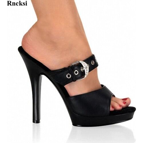 Rncksi New Sexy 5 Inch High Heels Slippers Plump Crystal Shoes Sexy Pole Dancing Shoes Platform Womens Shoes Dance Shoes