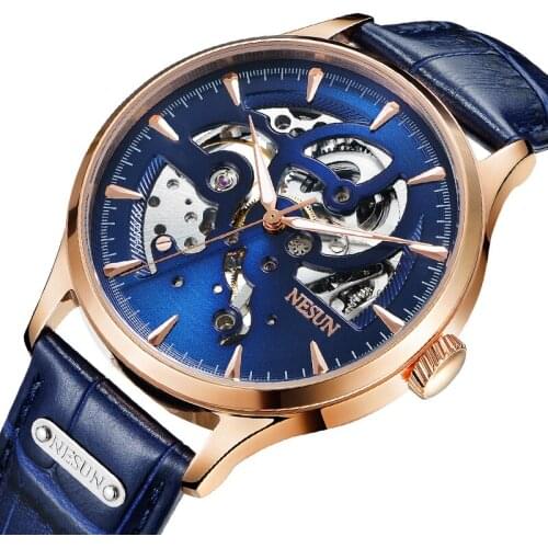 Luxury Brand Switzerland Nesun Skeleton Watch Men Automatic Self-Wind Mens Watches Sapphire Crystal Waterproof clock N9502