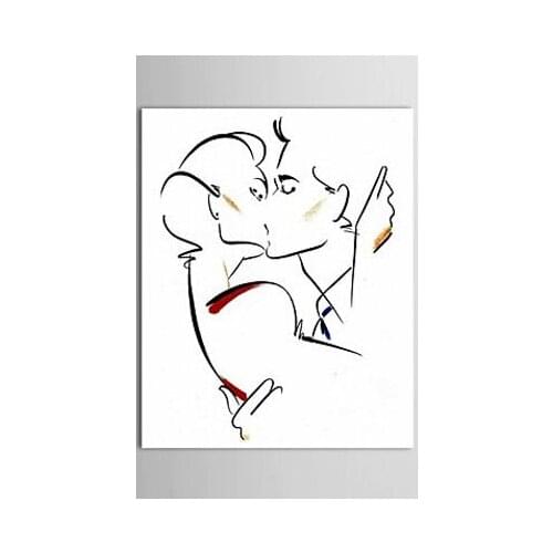 Hand Painted Canvas Painting Lovers Kissing-People Oil Painting Wall Art-Modern Canvas Art Wall Decor
