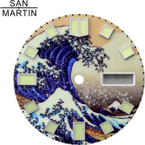 San Martin Tuna 6105 SBBN015 6109 SK007 Watch dial Luminous Kanagawa Surfing Dial 28.5mm Diameter Universal replacement dials