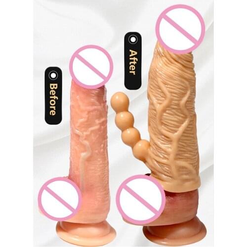 Sex Toys Penis Extender Sleeve Reusable Condoms Delay Ejaculation Penis Sleeve Dick Enlargers For Men