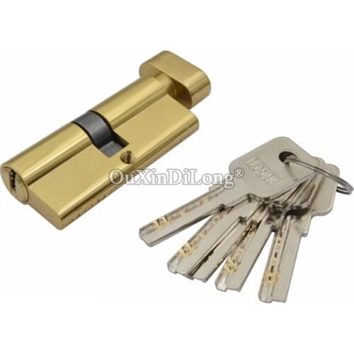 High Quality 1PCS Pure Brass European Mortise Door Lock Cylinder Core 60mm/70mm/80mm/90mm Gold Lock Gall Repair Parts + Keys